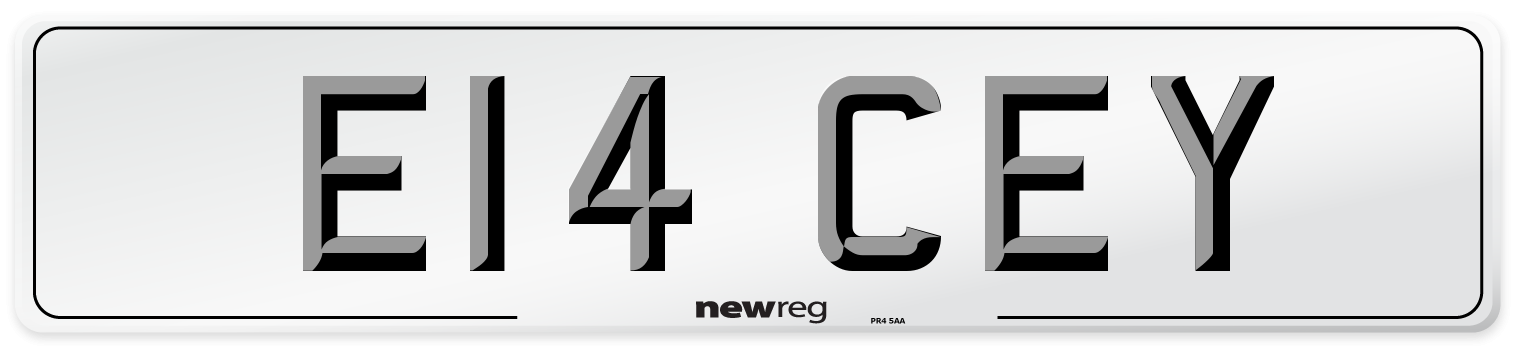 E14 CEY Number Plate from New Reg